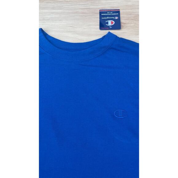 CHAMPION Authentic Athleticwear Knit Shirt Crew Neck Cotton Men's Blue SIZE XLT - Picture 2 of 5